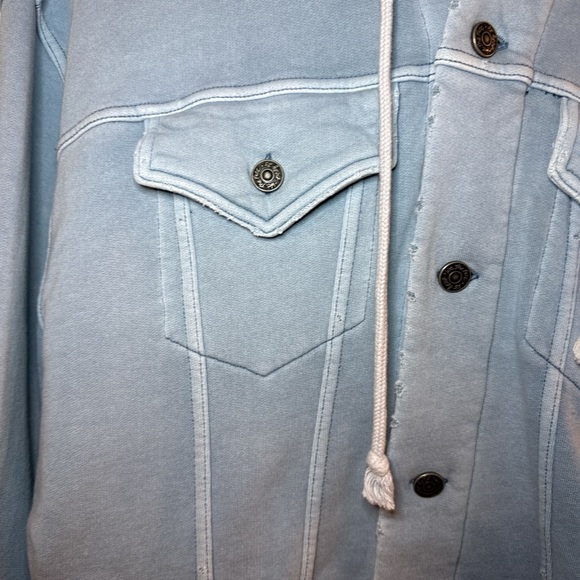 Free People Sky Blue Hooded Denim Jacket - Picture 2 of 5